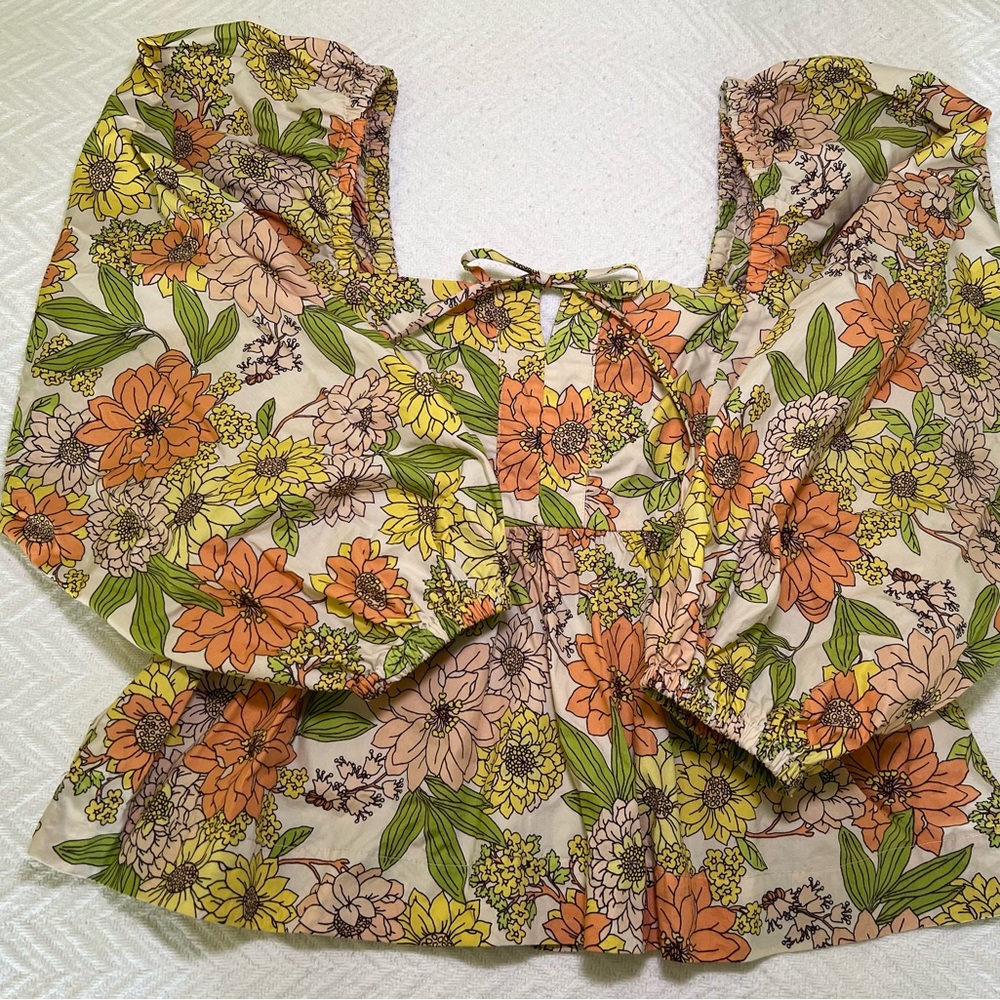 J. Crew Floral Babydoll Blouse